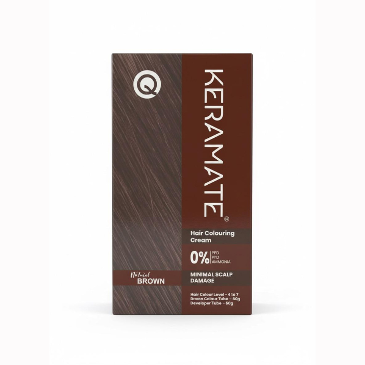 Keramate Hair Colouring Cream – Natural Brown, 120g (60g + 60g)