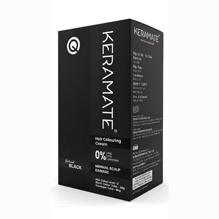 Keramate Hair Colouring Cream – Natural Black, 120g (60g + 60g)