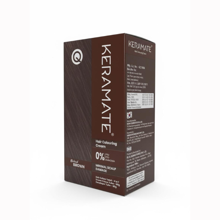 Keramate Hair Colouring Cream – Natural Brown, 120g (60g + 60g)