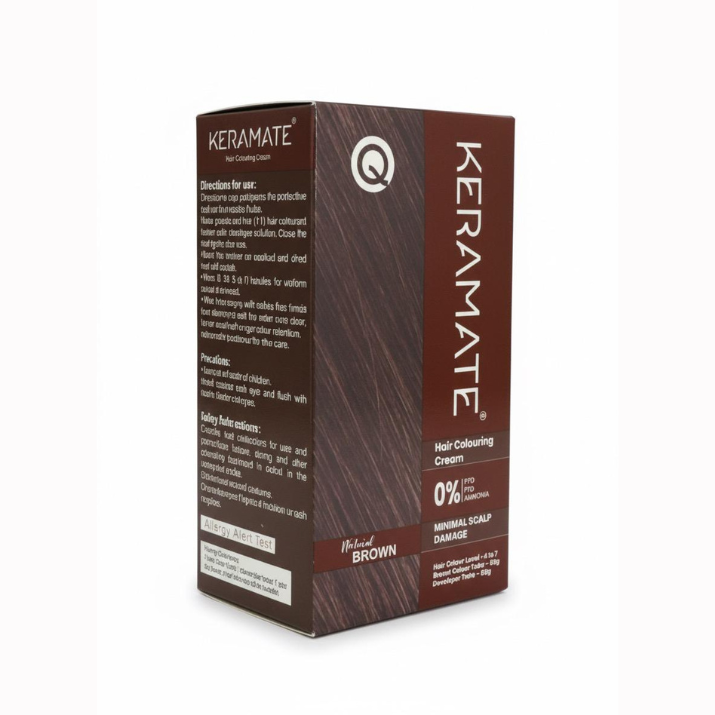 Keramate Hair Colouring Cream – Natural Brown, 120g (60g + 60g)