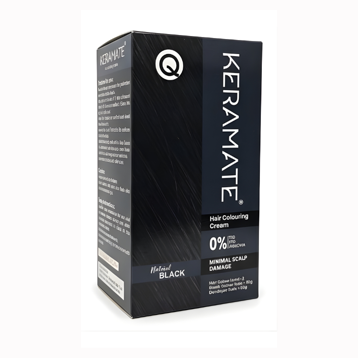 Keramate Hair Colouring Cream – Natural Black, 120g (60g + 60g)