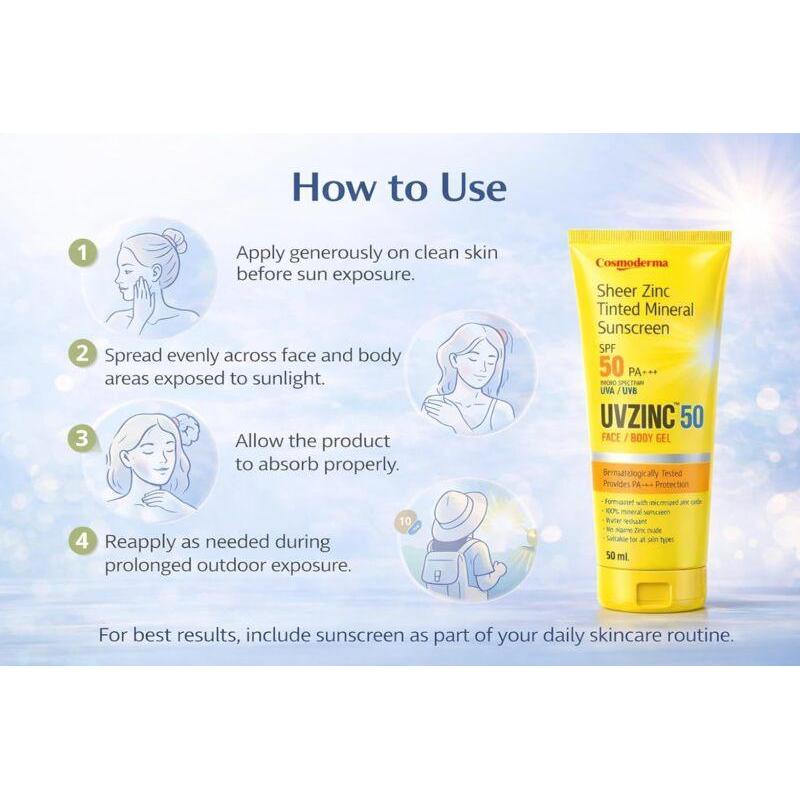 UVZINC 50 Sheer Zinc Tinted Mineral Sunscreen SPF 50 (50ml)