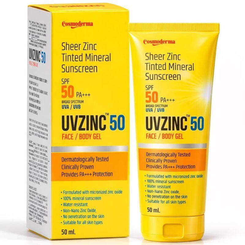 UVZINC 50 Sheer Zinc Tinted Mineral Sunscreen SPF 50 (50ml)