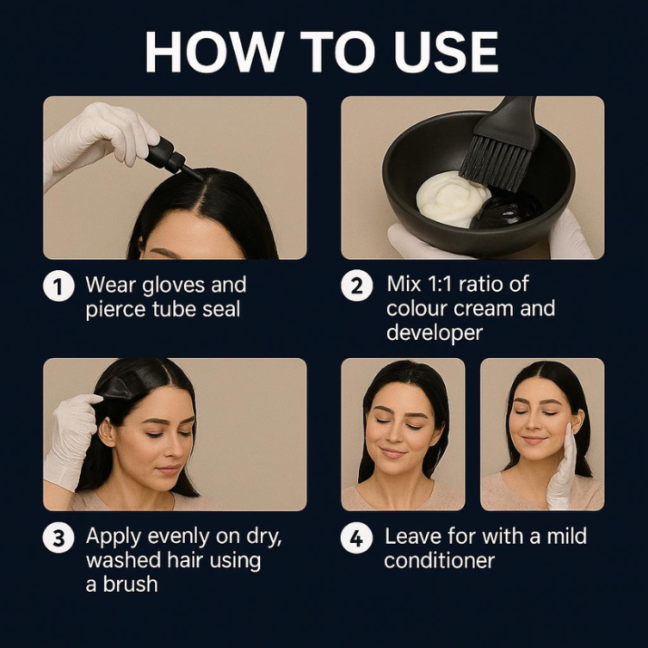 Keramate Hair Colouring Cream – Natural Black, 120g (60g + 60g)