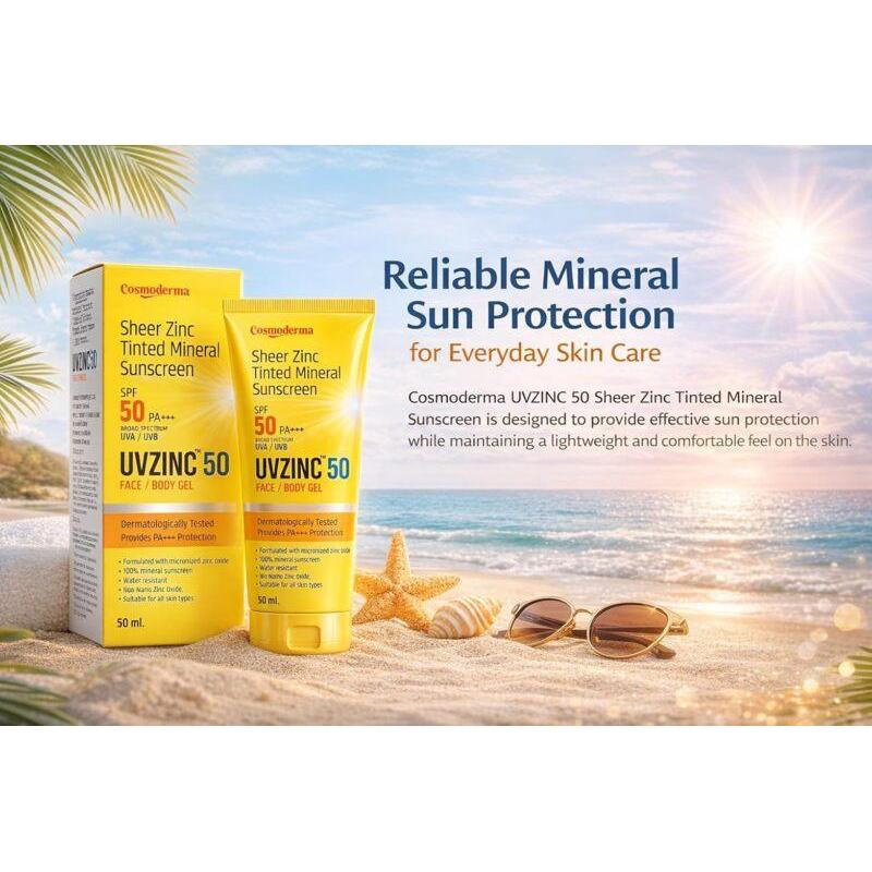 UVZINC 50 Sheer Zinc Tinted Mineral Sunscreen SPF 50 (50ml)