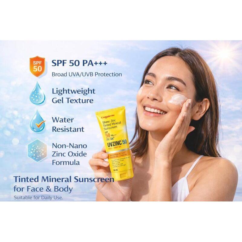 UVZINC 50 Sheer Zinc Tinted Mineral Sunscreen SPF 50 (50ml)