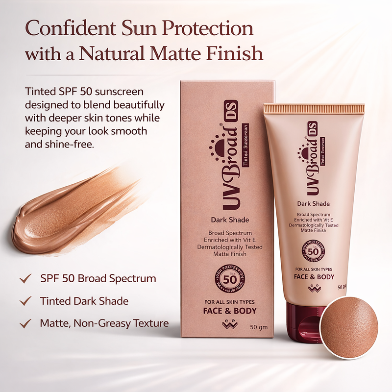 UV Broad DS Tinted Sunscreen SPF 50 (Dark Shade) 50gm