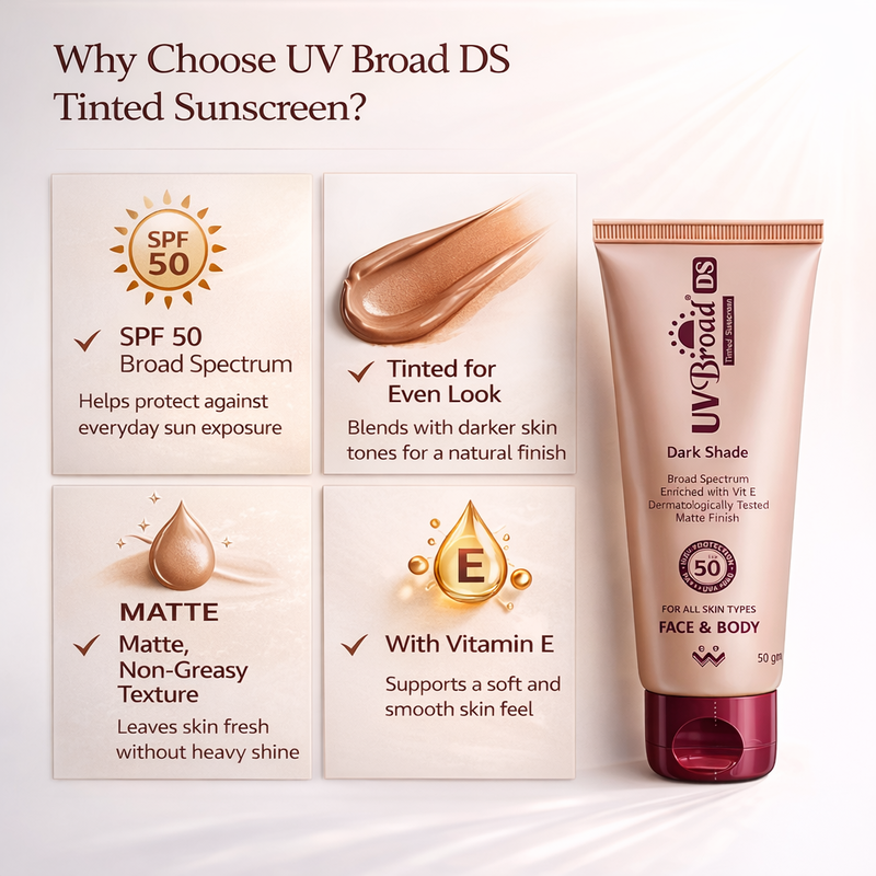 UV Broad DS Tinted Sunscreen SPF 50 (Dark Shade) 50gm
