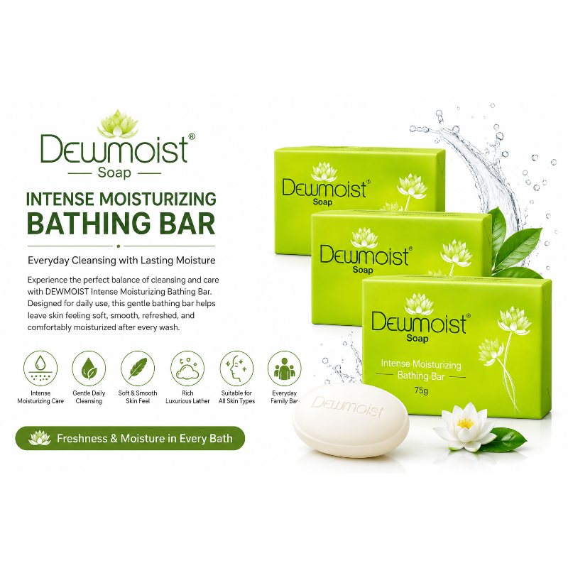 Dewmoist Intense Moisturising Bathing Bar 75g (Pack of 3)