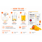 Glow UV Glutathione Supplement Sachets | Nutroxsun, Hyaluronic Acid, Lycopene, Vitamin C, Zinc & Antioxidants | Mango Flavour Daily Wellness Nutraceutical | 5g x 30 Sachets (150g)