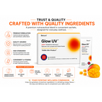 Glow UV Glutathione Supplement Sachets | Nutroxsun, Hyaluronic Acid, Lycopene, Vitamin C, Zinc & Antioxidants | Mango Flavour Daily Wellness Nutraceutical | 5g x 30 Sachets (150g)