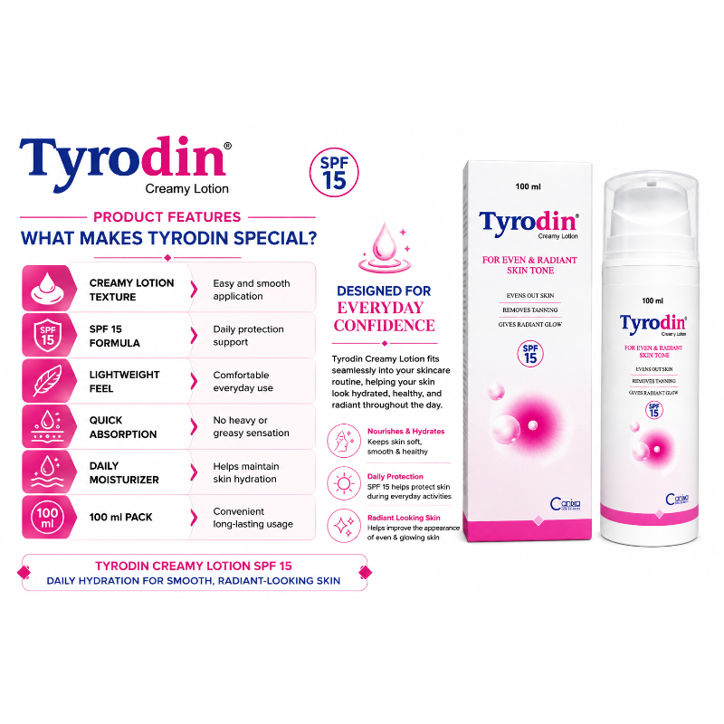Tyrodin Creamy Lotion SPF 15 for Even & Radiant Skin Tone (100ml)