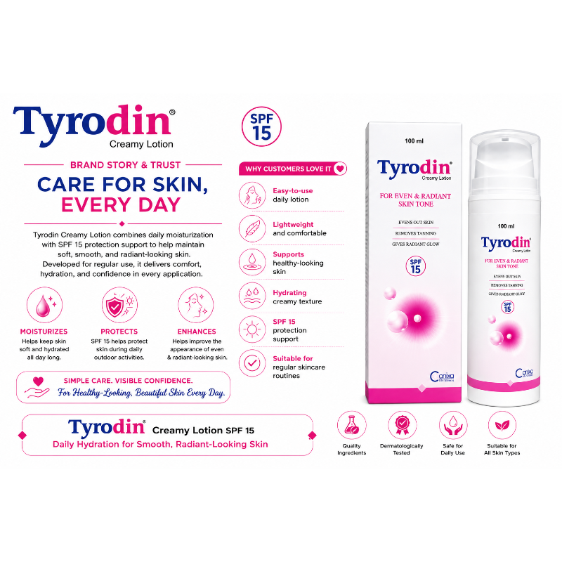 Tyrodin Creamy Lotion SPF 15 for Even & Radiant Skin Tone (100ml)