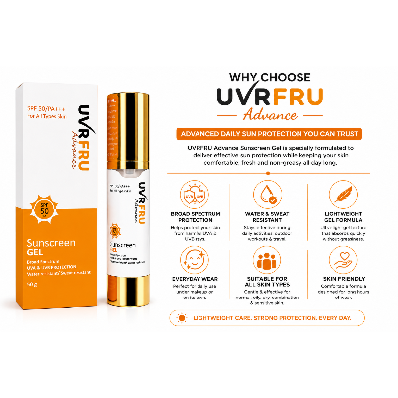 UVRFRU Advance Sunscreen Gel SPF 50 PA+++ (50gm)