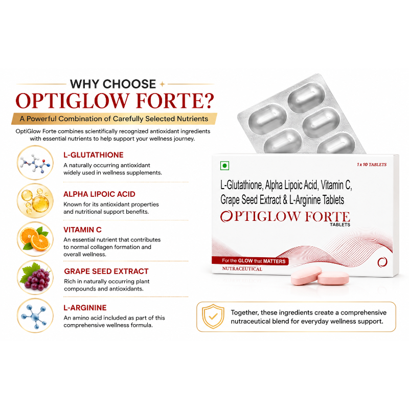 OPTIGLOW FORTE Glutathione 500mg 1 × 10 (10 Tablets)