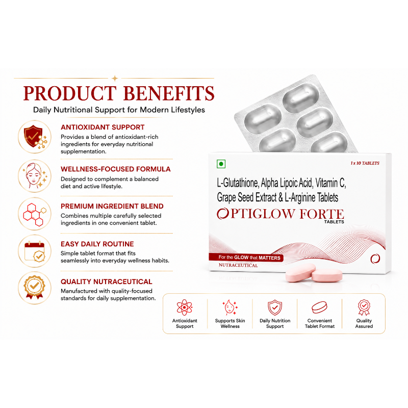 OPTIGLOW FORTE Glutathione 500mg 1 × 10 (10 Tablets)