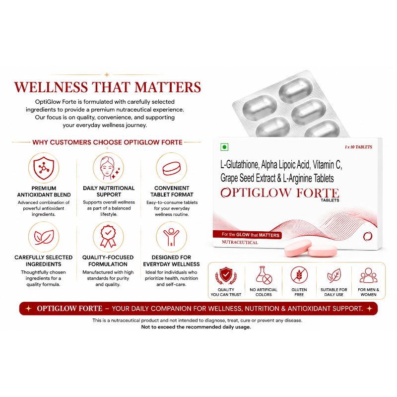 OPTIGLOW FORTE Glutathione 500mg 1 × 10 (10 Tablets)