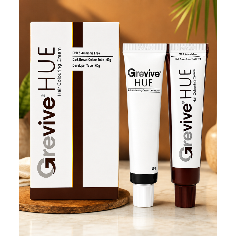 Grevive HUE Hair Colouring Cream Kit – (Dark Brown)