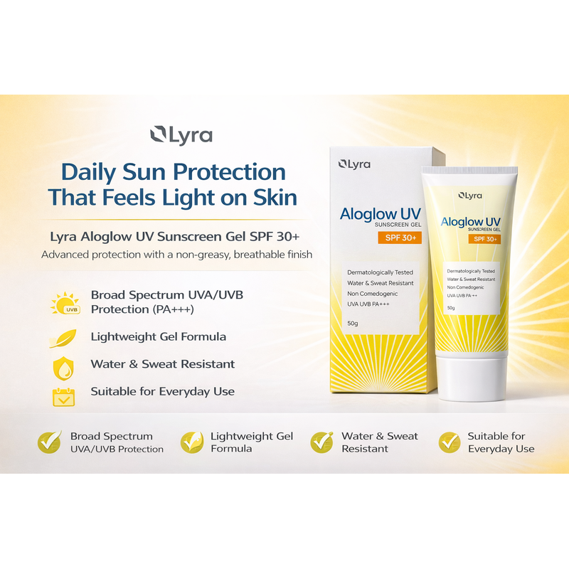 Aloglow-UV 30+ Sunscreen Gel SPF 30+ PA++++ Broad Spectrum UVA/UVB Protection (50gm)
