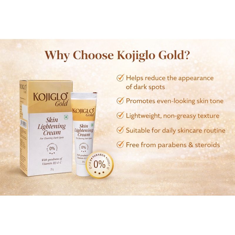 KOJIGLO Gold Skin Lightening Cream for Clearing Dark Spots (20gm)