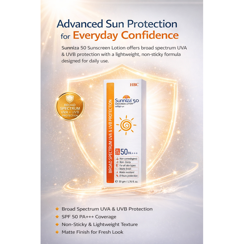 Sunniza 50 Sunscreen Lotion SPF 50-(50gm)