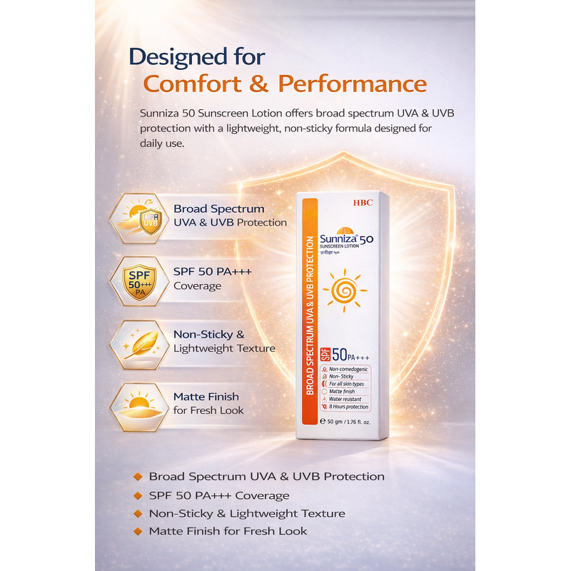 Sunniza 50 Sunscreen Lotion SPF 50-(50gm)