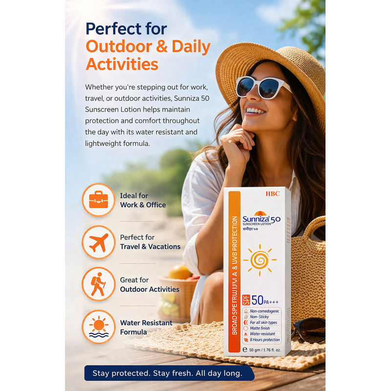 Sunniza 50 Sunscreen Lotion SPF 50-(50gm)