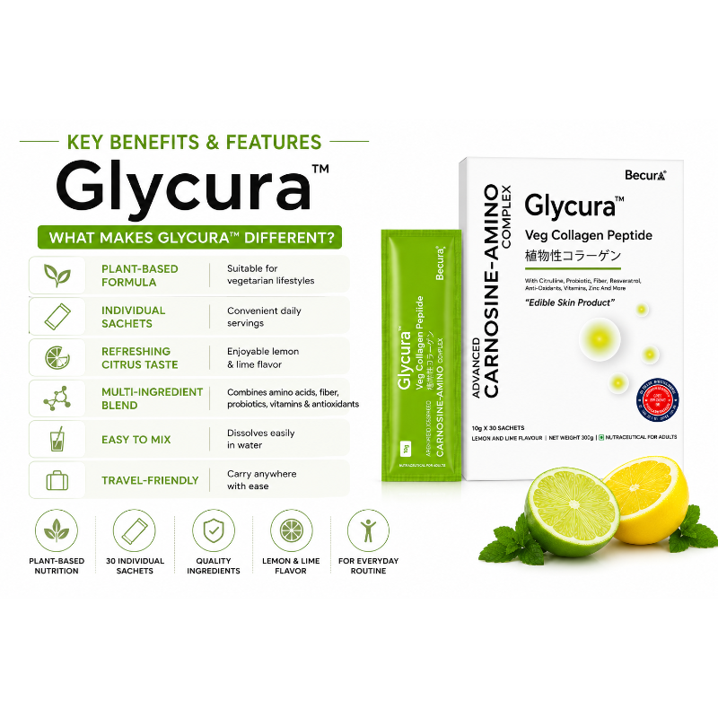 Glycura Veg Collagen Peptide with Carnosine-Amino Complex 10g x 30 SACHETS