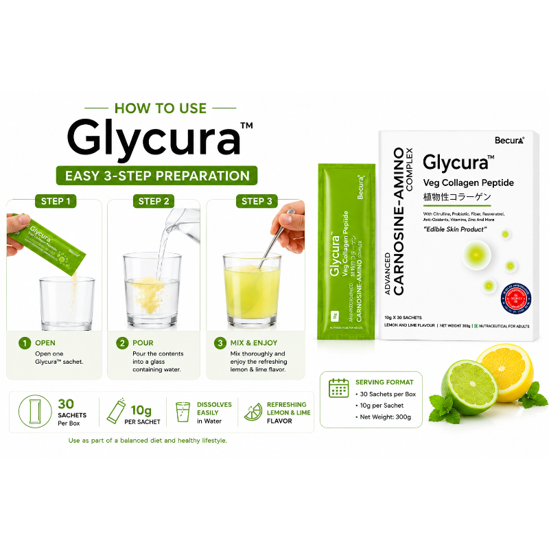 Glycura Veg Collagen Peptide with Carnosine-Amino Complex 10g x 30 SACHETS