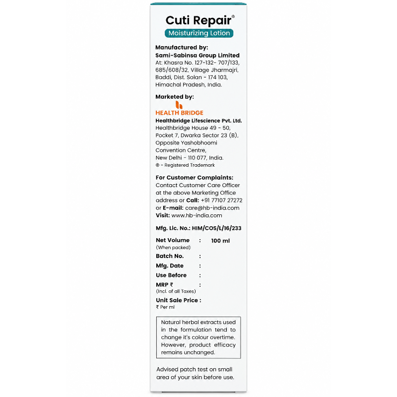 Cuti Repair Moisturizing Lotion 100ml – Daily Hydration for Dry & Sensitive Skin