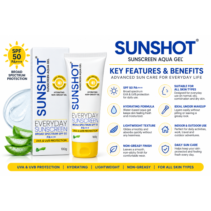 SUNSHOT SPF 50 PA+++ Sunscreen Aqua Gel (100gm)