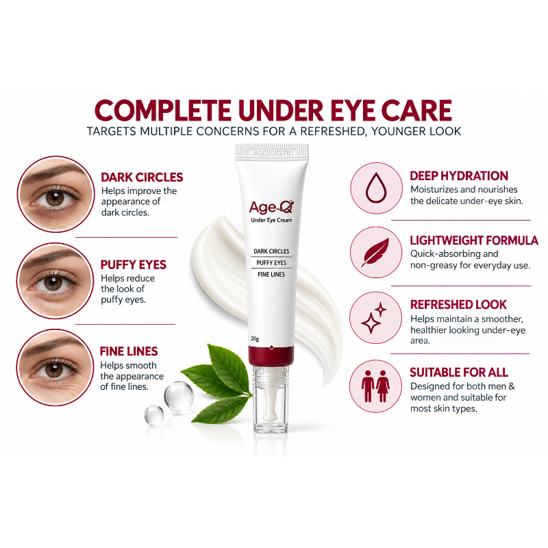 Age-Q Under Eye Cream For Dark Circles, Puffy Eyes & Fine Lines (20gm)