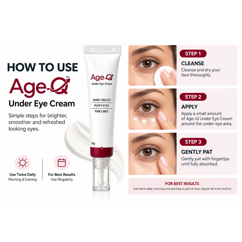 Age-Q Under Eye Cream For Dark Circles, Puffy Eyes & Fine Lines (20gm)