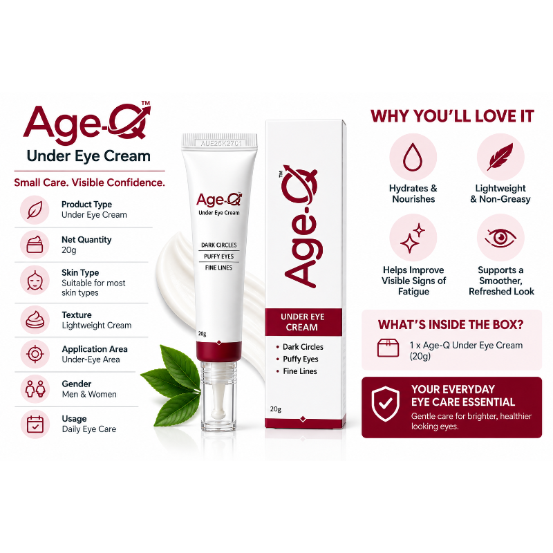 Age-Q Under Eye Cream For Dark Circles, Puffy Eyes & Fine Lines (20gm)