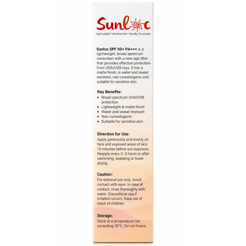 Sunloc SPF 50+ PA+++ Matte Sunscreen Cream (60gm)