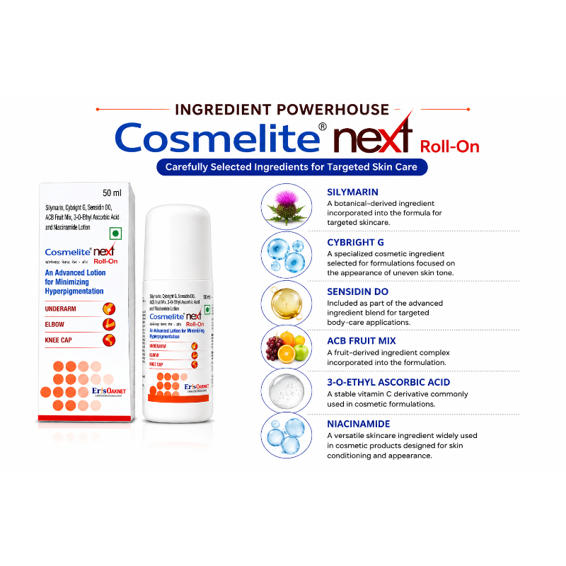 COSMELITE NEXT ROLL ON FOR UNDERARM, ELBOW & KNEE DARKENING (50ML)