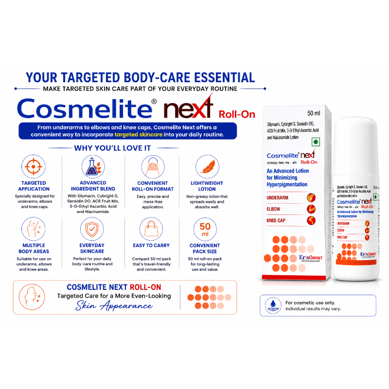 COSMELITE NEXT ROLL ON FOR UNDERARM, ELBOW & KNEE DARKENING (50ML)