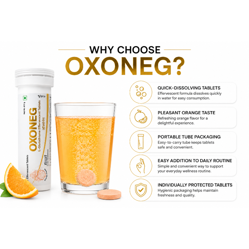 OXONEG L-Glutathione Effervescent Tablets 500mg | Orange Flavor | 1 x 15 Tablets