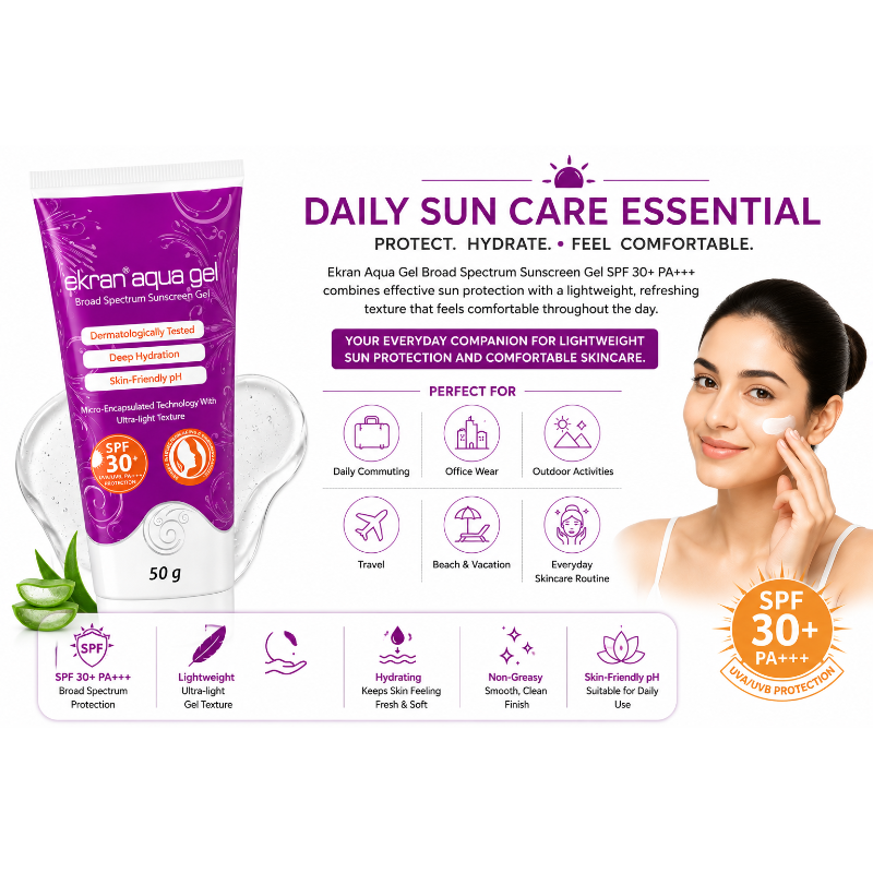 Ekran Aqua Gel SPF 30+ PA+++ Broad Spectrum Sunscreen Gel (50gm)