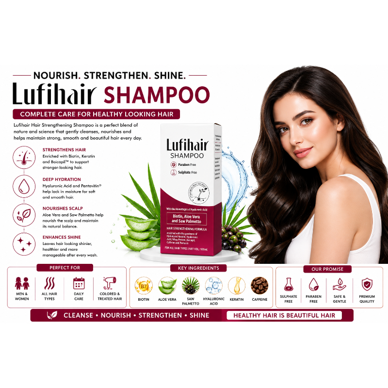 Lufihair Hair Shampoo 100ml – Biotin, Aloe Vera, Saw Palmetto, Hyaluronic Acid & Caffeine