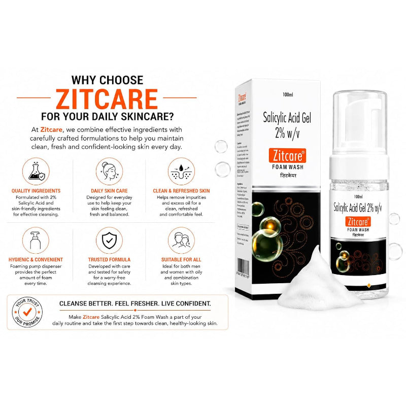 Zitcare Salicylic Acid 2% Foam Face Wash (100ml)