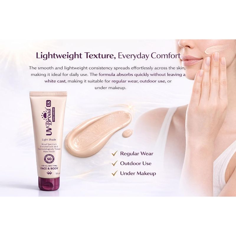 UVBroad LS Tinted Sunscreen SPF 50 (Light Shade) 50gm