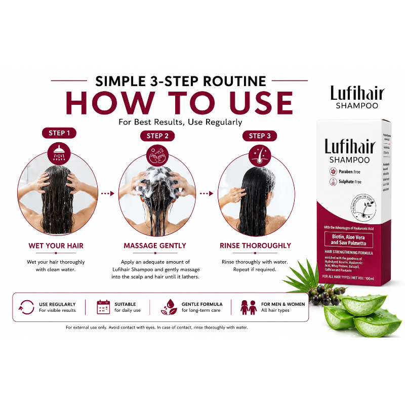 Lufihair Hair Shampoo 100ml – Biotin, Aloe Vera, Saw Palmetto, Hyaluronic Acid & Caffeine