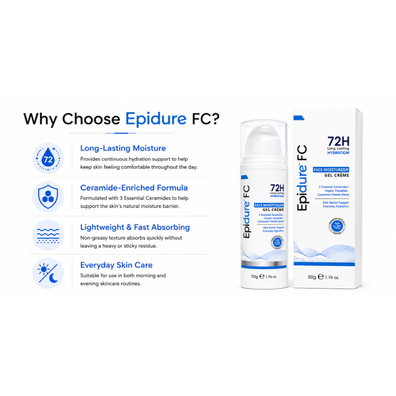Epidure FC 72H Long Lasting Hydration Face Moisturizer Gel Crème (50gm)