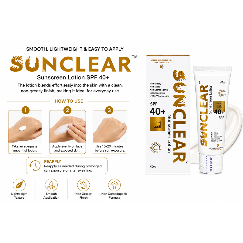 Sunclear Sunscreen SPF 40+ Lotion (60ml)