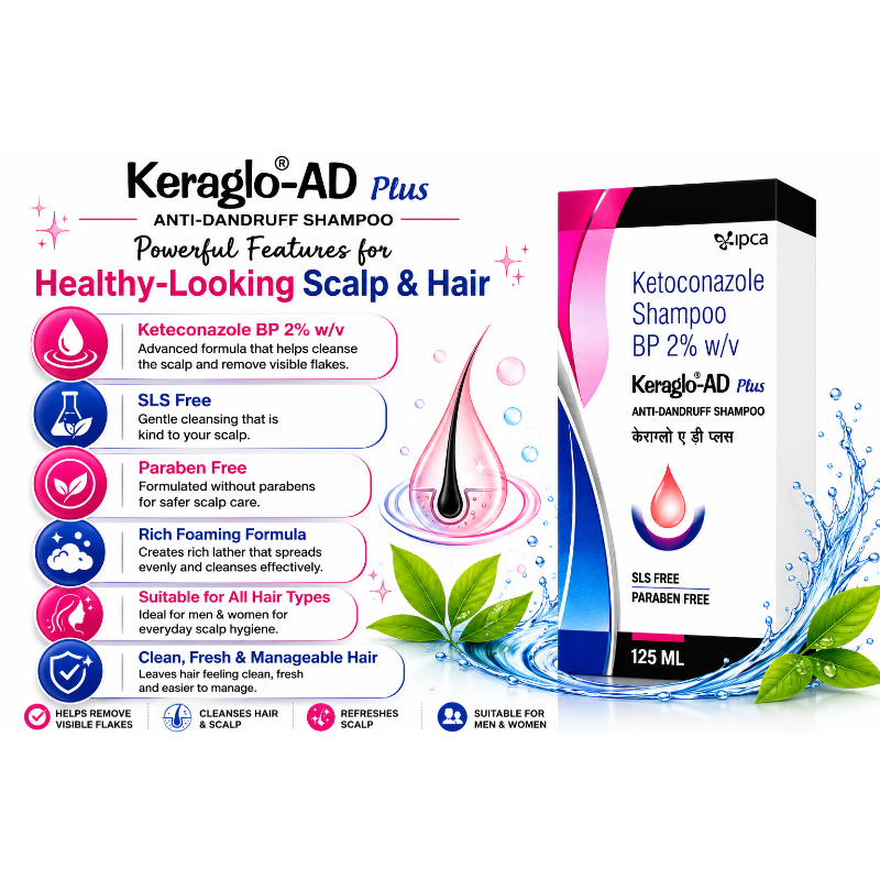 IPCA Keraglo-AD Plus Anti-Dandruff Shampoo (125ml)