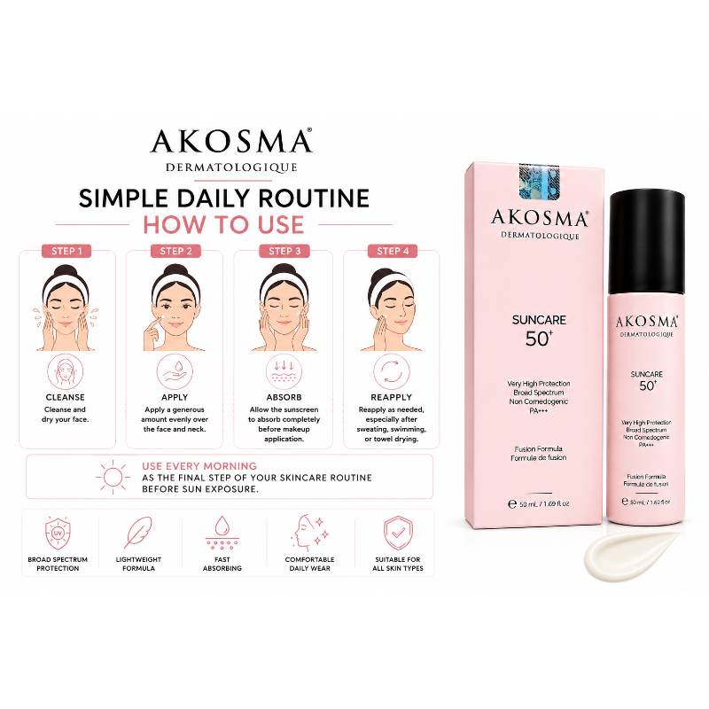 AKOSMA Suncare SPF 50+ PA+++ Broad Spectrum Sunscreen (50ml)