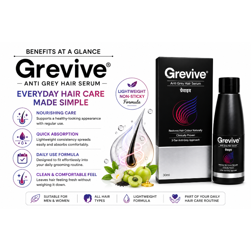 Grevive Anti Grey Hair Serum 30ml | Natural Hair Color Restoration Serum for Men & Women