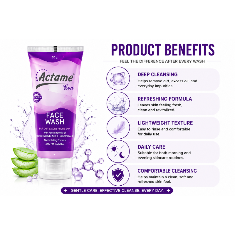 Actame Eva Face Wash for Oily & Acne Prone Skin (70gm)