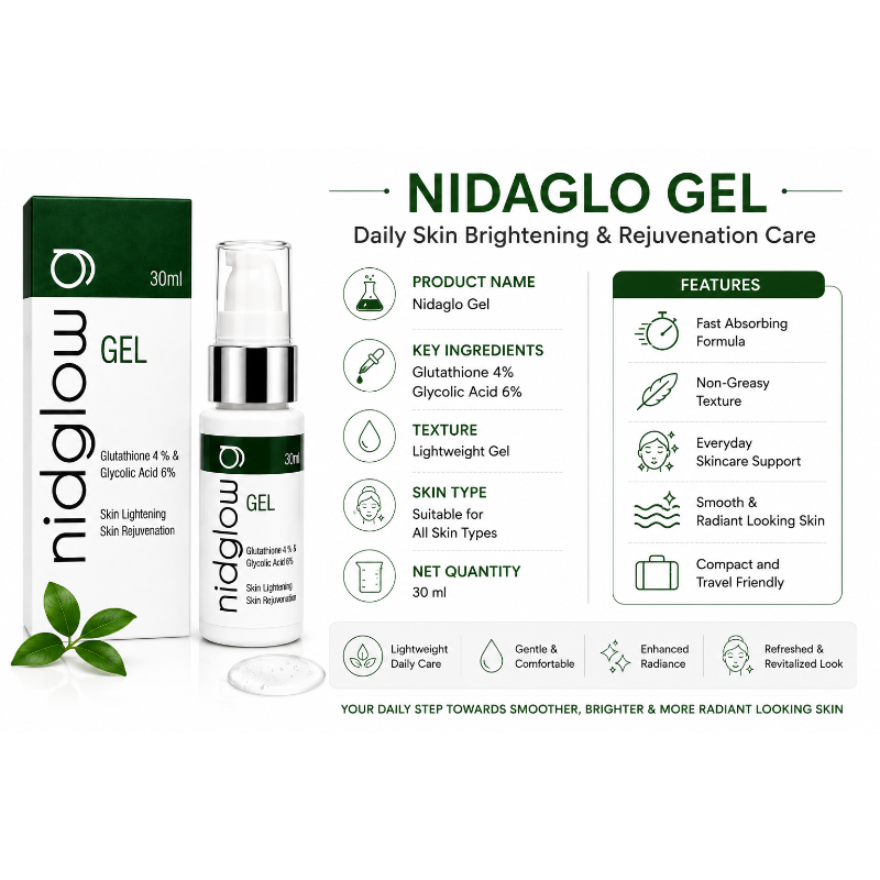 Niaglow G Gel 30ml | Glutathione 4% + Glycolic Acid 6% Skin Brightening Gel